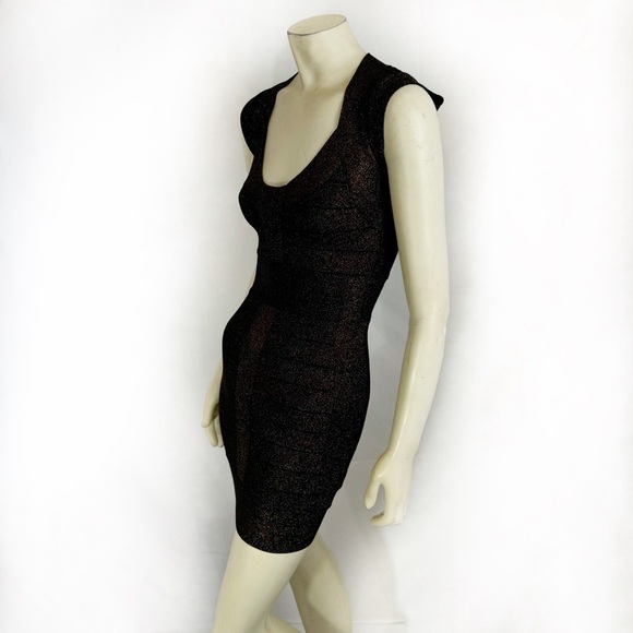French Connection Shimmer Stretch Bandage Bodycon Party Mini Dress Size 4 - Picture 3 of 8